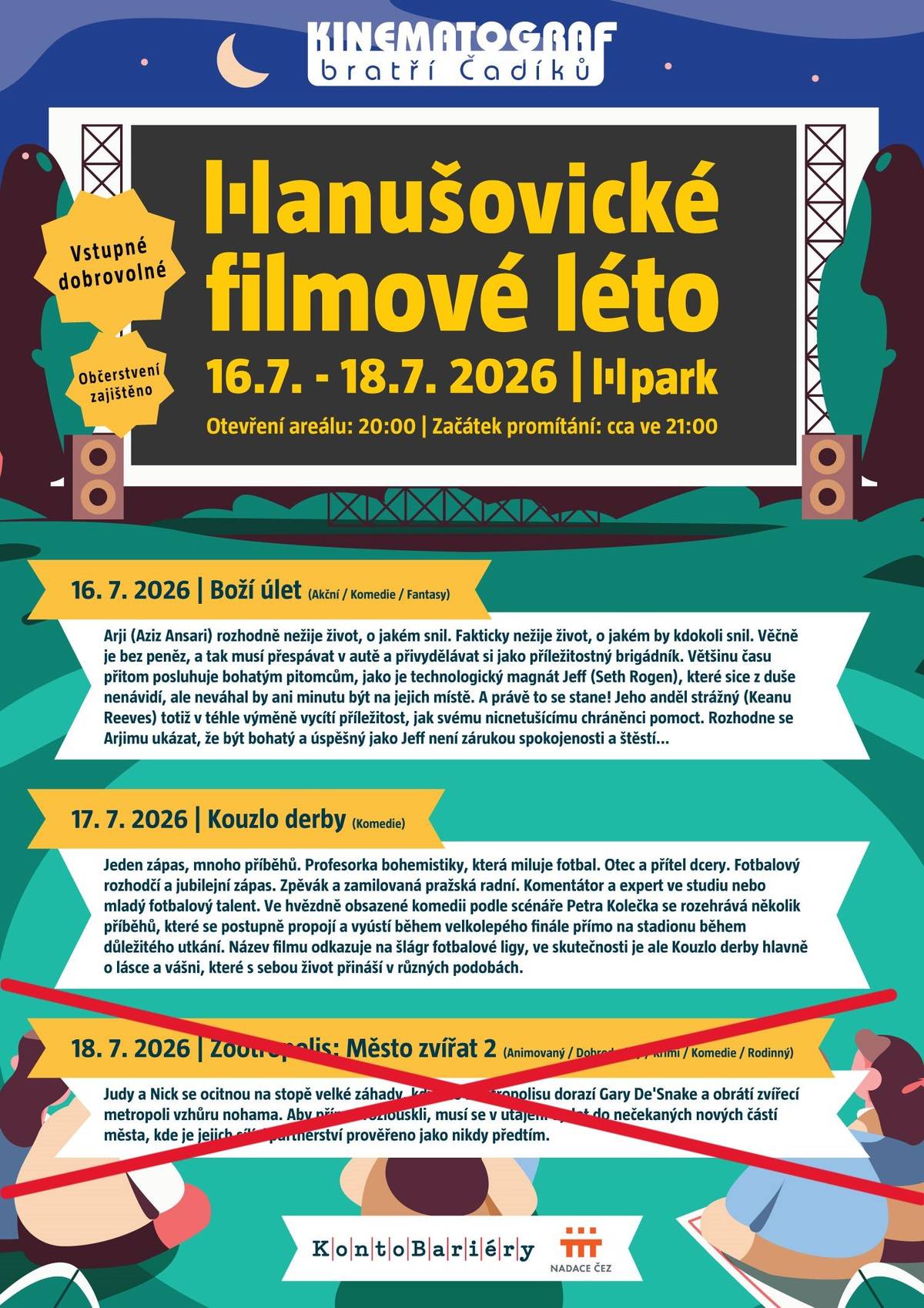 Vážení milovníci letních večerů :) informujeme vás o změně programu letního kina v Hparku. Namísto filmu Zootropolis 2 budeme v sobotu 18.7.2026 promítat rodinnou komedii Bláznivý Marsupilami.  Těšíme se na vás!
