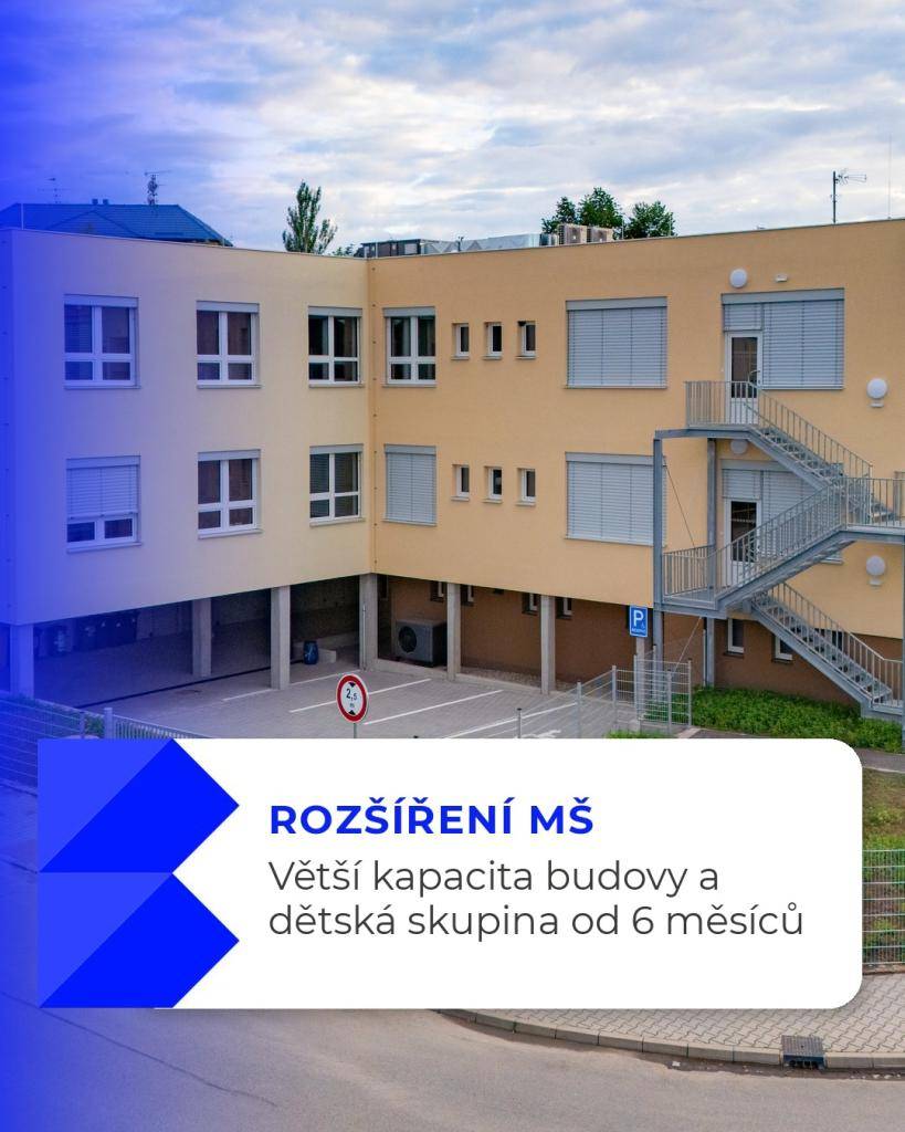 Mateřská škola v Bystřici rozšiřuje díky nástavbě a přístavbě kapacitu budovy, nově vzniknou i 2 dětské skupiny pro děti  od věku 6 měsíců. Od září budou všechny třídy v jednom areálu.