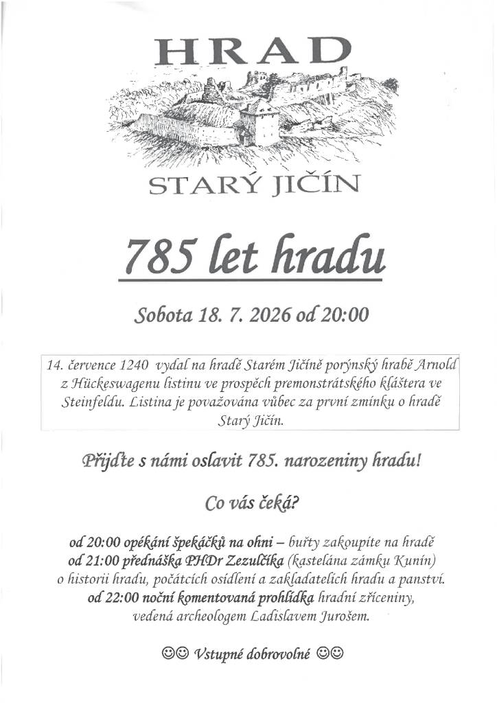 koncert na hradě, 785 let hradu, otevření pumptracku, kominické služby