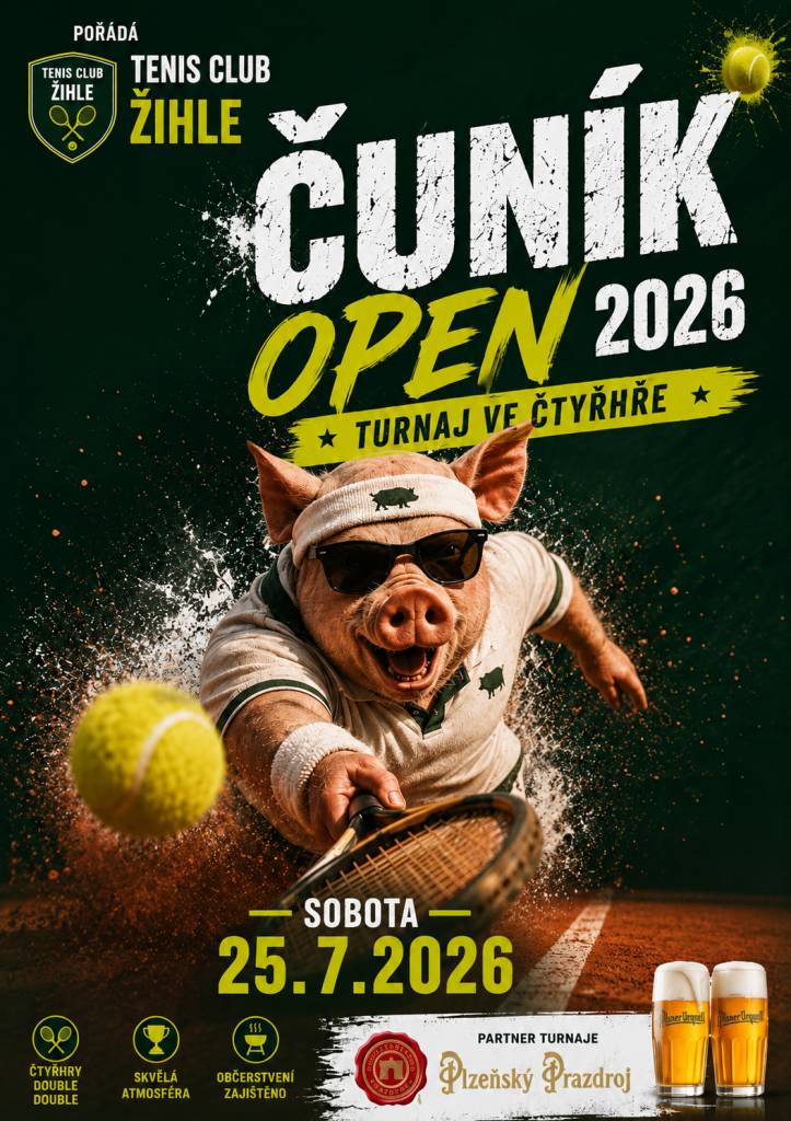 Tenis club Žihle Vás zve na turnaj ve čtyřhře, který se koná v sobotu 25. července 2026 od 8:00 hodin na hřišti TJ Slavoj Žihle.