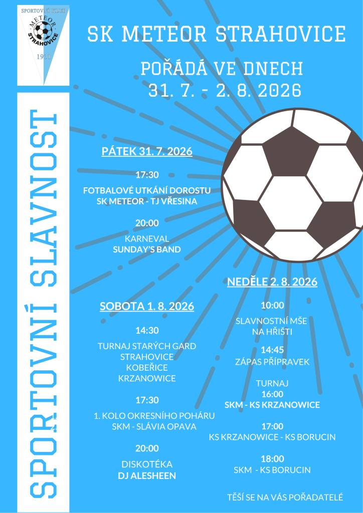 Od pátku 31. července 2026 do neděle 2. srpna 2026