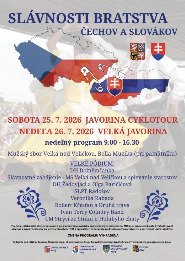 Posledný júlový víkend bude Veľká Javorina patriť tradičným Slávnostiam bratstva Čechov a Slovákov. Podujatie je už dlhé desaťročia symbolom priateľstva, spoločnej histórie, kultúry a tradícií dvoch národov.