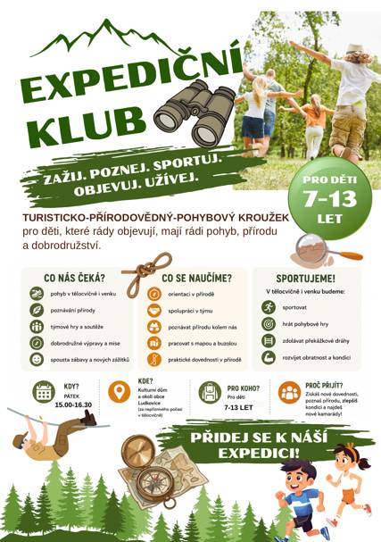 Expediční klub - kroužek SVČ Luhačovice bude probíhat v Ludkovicích