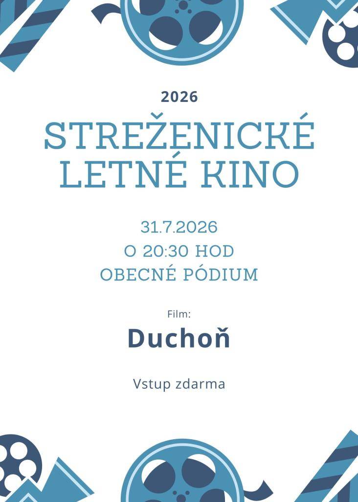 Pozývame vás na Streženické letné kino, ktoré sa uskutoční v piatok 31. júla 2026 o 20:30 hod. na Obecnom pódiu.  Spoločne sa prenesieme do éry najväčších hitov a pripomenieme si legendu slovenskej hudobnej scény. Premietať budeme film Duchoň.