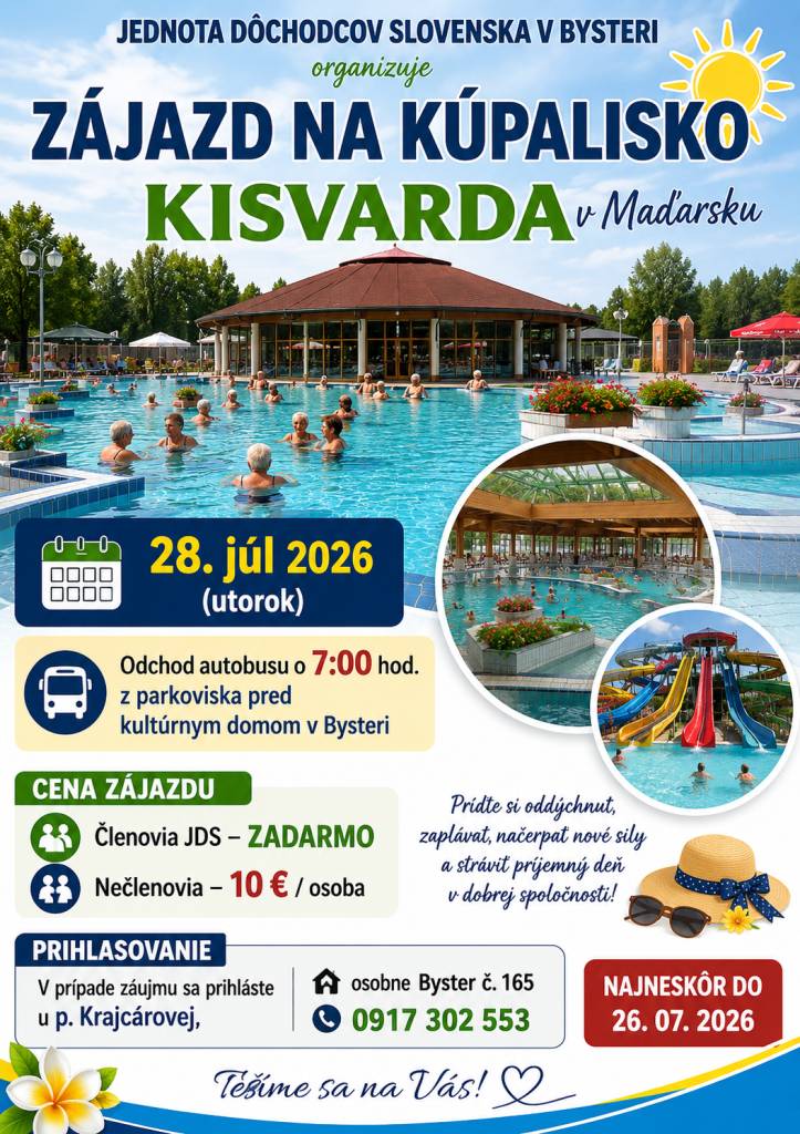 Zájazd na kúpalisko 28.7.2026 Kisvarda