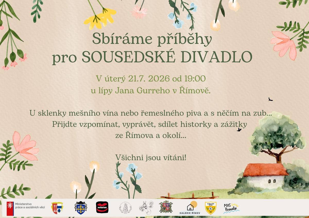 SOUSEDSKÉ SETKÁNÍ S VYPRÁVĚNÍM O ŘÍMOVĚ! U lípy Jana Gurreho od 19.00! Na každého z Vás se těšíme!