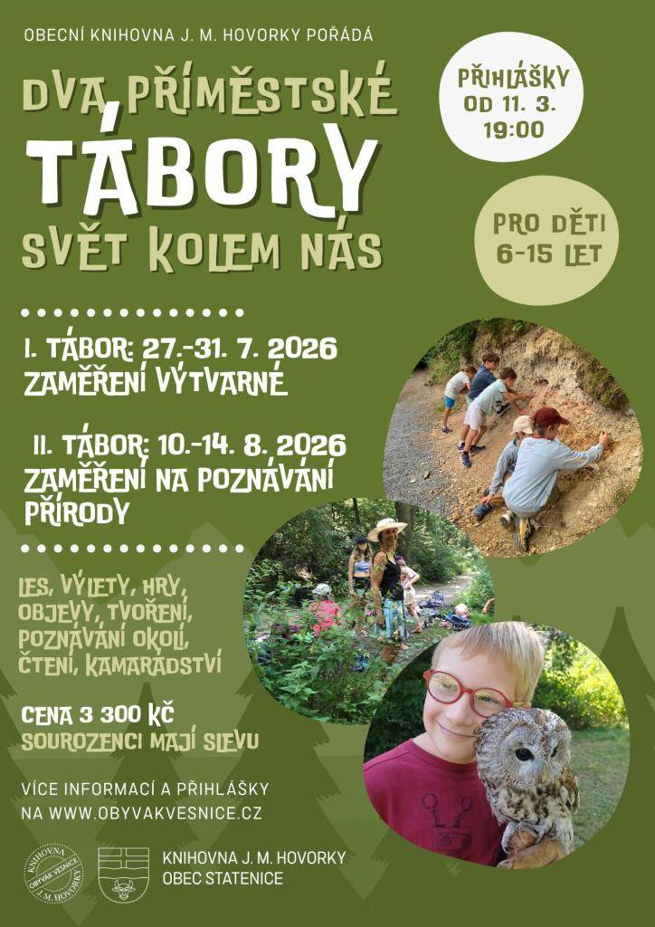 Obecní knihovna J. M. Hovorky pořádá v létě dva příměstské tábory pro děti.