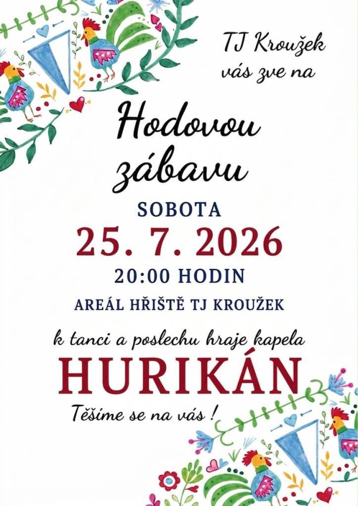 k tanci a poslechu hraje kapela HURIKÁN