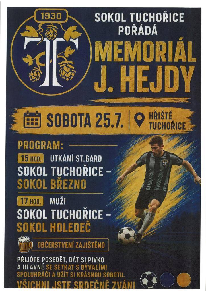 Sokol Tuchořice Vás srdečně zve na tradiční Memoriál J.Hejdy.