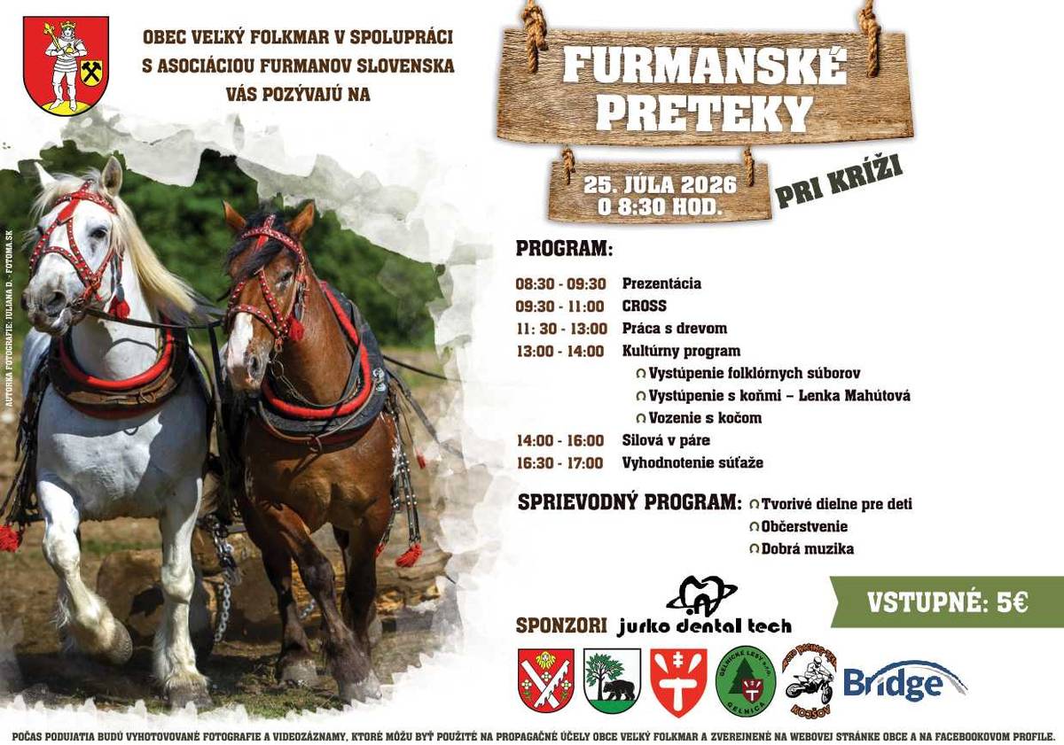v sobotu 25. júla 2026 od 8:30 hod. pri Kríži vo Veľkom Folkmari