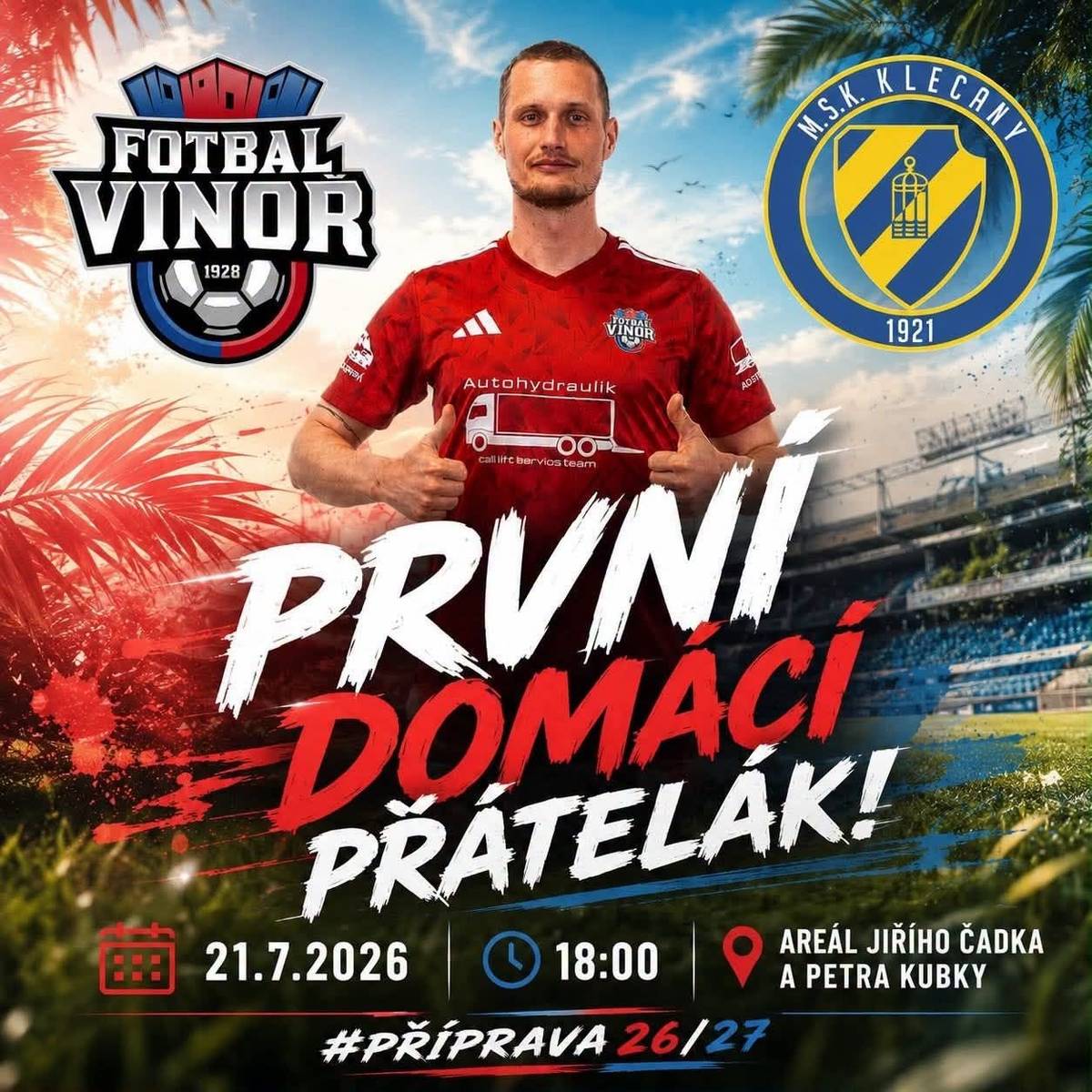 Dnes, v úterý 21. 7., se konají dvě akce. Jedna kulturní, jedna sportovní. Sportovní: První domácí přátelák, od 18 hodin na fotbalovém hřišti. Kulturní: Kabaretní večer Hodina v hodinovém hotelu, od 19 hodin v Centru Mariapoli. Ve čtvrtek se v Hoffmanově dvoře koná Hospodský kvíz.