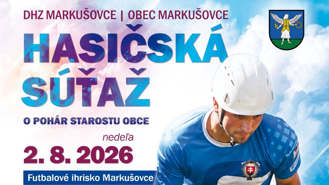 Futbalové ihrisko v Markušovciach bude v nedeľu 2. augusta 2026 patriť rýchlosti, presnosti, tímovej spolupráci a napínavým hasičským útokom. Dobrovoľný hasičský zbor Markušovce a Obec Markušovce pozývajú súťažné družstvá, priaznivcov hasičského športu aj širokú verejnosť na tradičnú Hasičskú súťaž o pohár starostu obce.