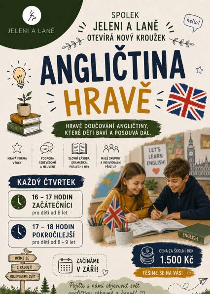 Angličtina hravě - nový kroužek otevírá spolek Jeleni a Laně