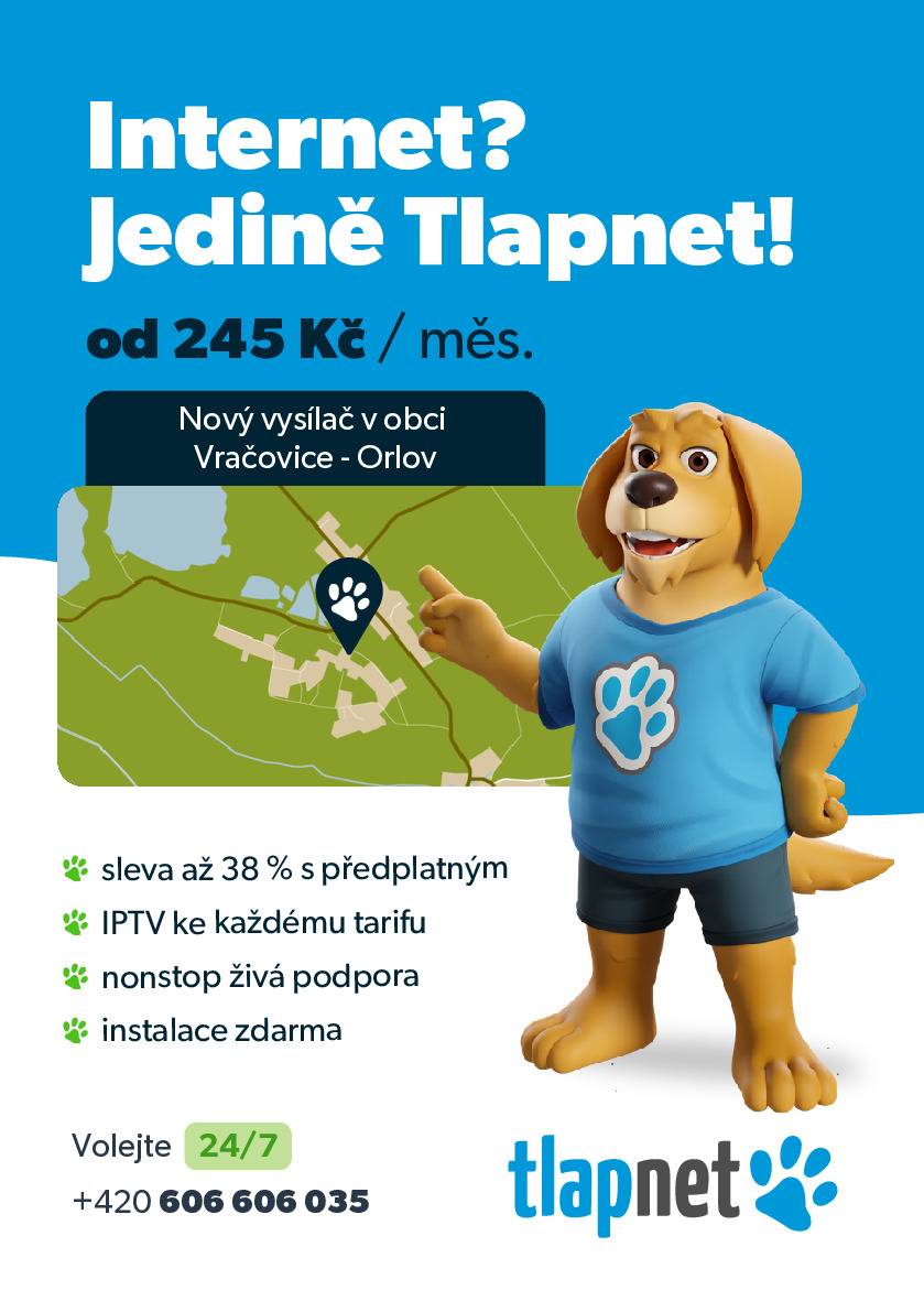 Máme dobrou zprávu pro všechny, kteří řeší kvalitu internetového připojení. Společnost Tlapnet dokončila realizaci nového vysílače na Orlově, díky kterému se rozšířily možnosti rychlého a stabilního bezdrátového internetu. V současné době je pokrytí dostupné především v okolí Orlova, do budoucna se počítá také s rozšířením dostupnosti do částí obce Vračovice. Pokud si nejste jistí, zda je připojení dostupné právě na Vaší adrese, obraťte se přímo na obchodního zástupce společnosti Tlapnet. Nabídka zahrnuje: ✅ internet od 245 Kč měsíčně ✅ IPTV zdarma ke každému tarifu ✅ nepřetržitou technickou podporu ✅ možnost ušetřit až 38 % při předplatném 📞 606 606 035 ✉️ info@tlapnet.cz Pokud máte o připojení zájem, neváhejte společnost Tlapnet kontaktovat a ověřit dostupnost služby ve Vaší lokalitě.