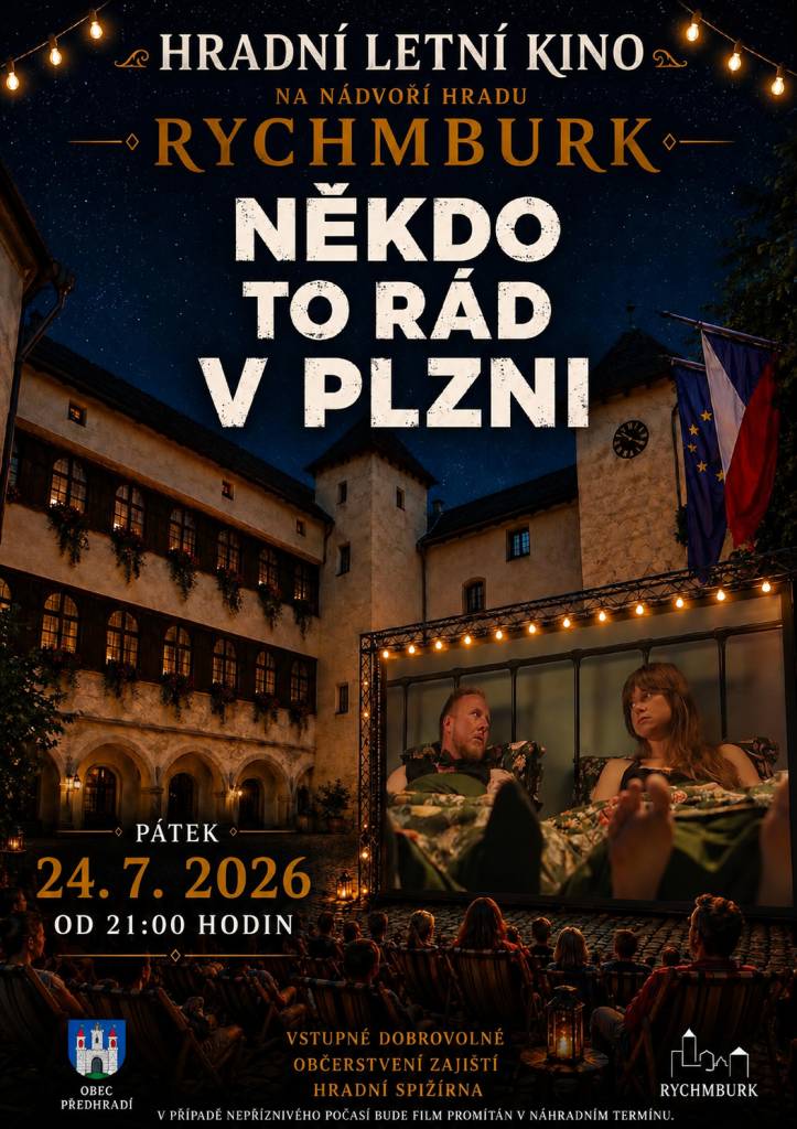 Přijďte v pátek 24. 7. od 21:00 na nádvoří hradu Rychmburk. Promítáme komedii Někdo to rád v Plzni. Vstupné dobrovolné, občerstvení zajistí Hradní spižírna. Těšíme se!