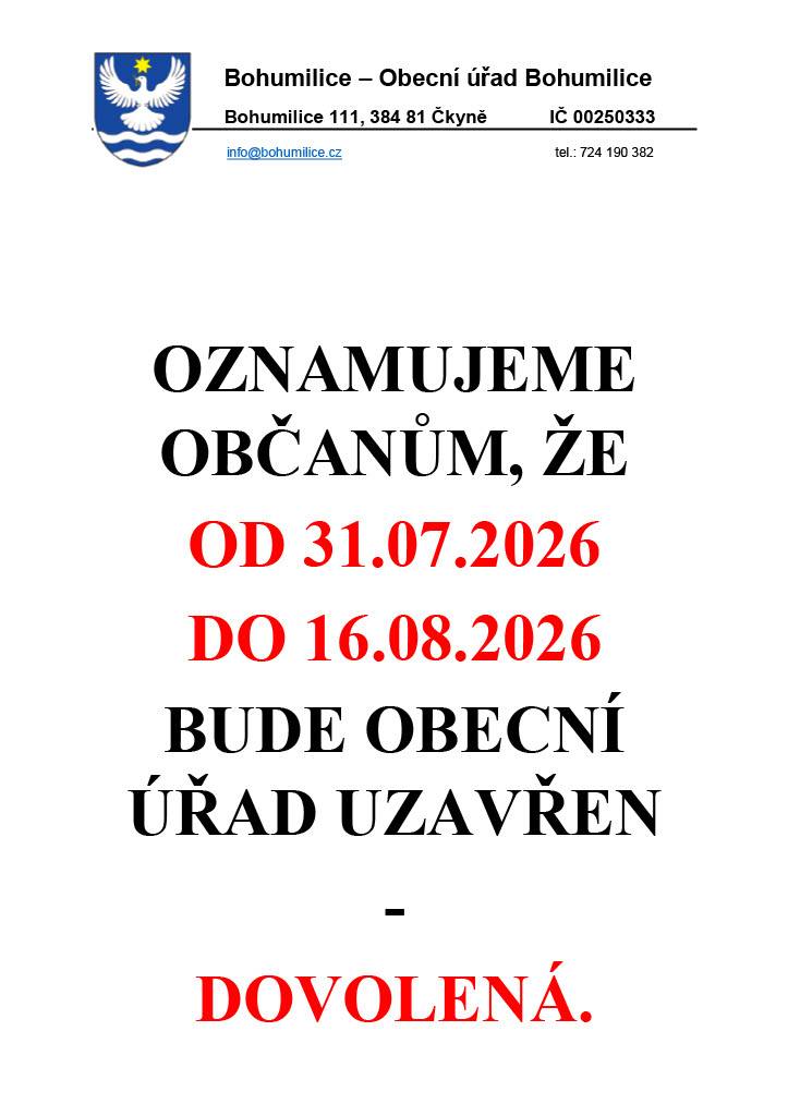 Dovolená obecní úřad