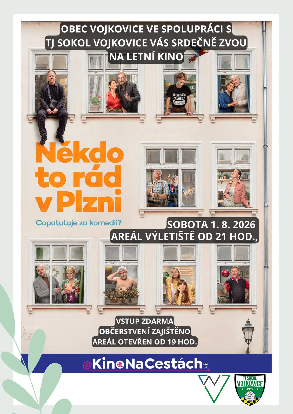 Přijďte si užít pohodový letní večer pod širým nebem s českou komedií Někdo to rád v Plzni. 🍿