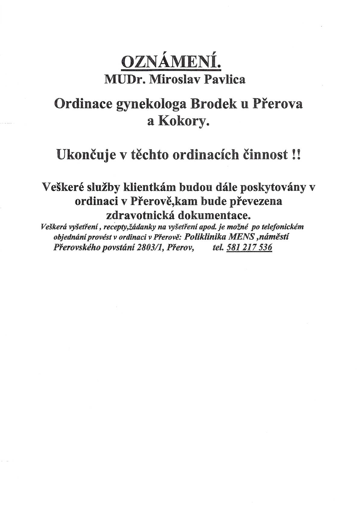 Ordinace Kokory a Brodek u Přerova
