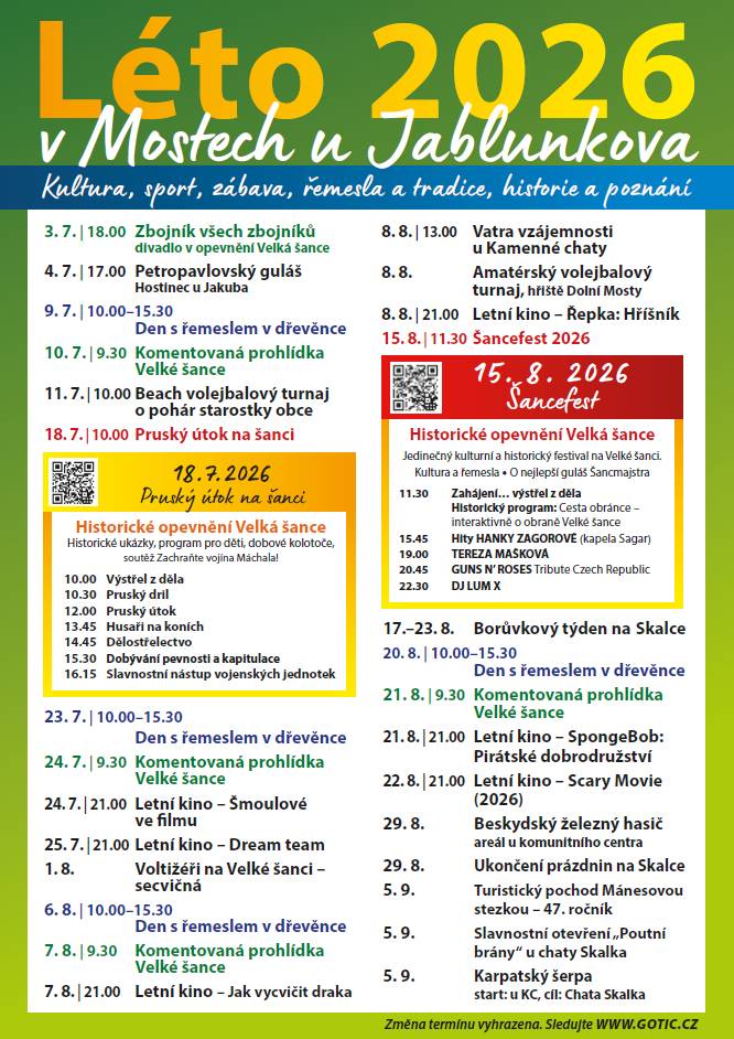 Gorolské informační centrum v Mostech u Jablunkova zve na letní kulturní program.  Více viz plakáty.