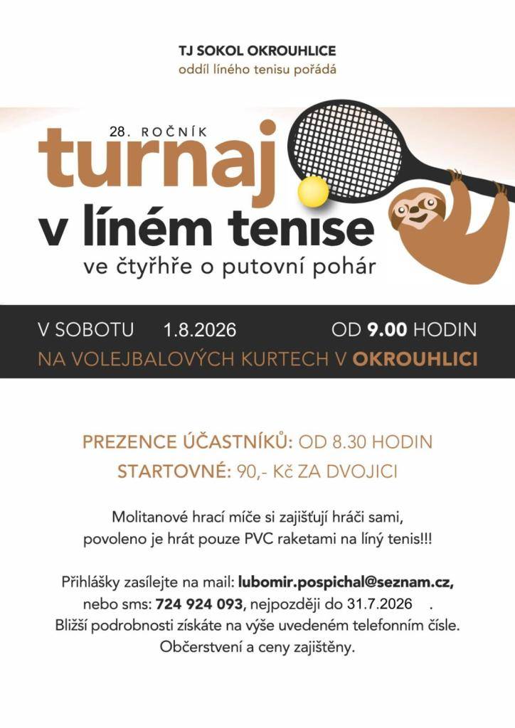 sobota 1.8.2026 od 8:30 hodi