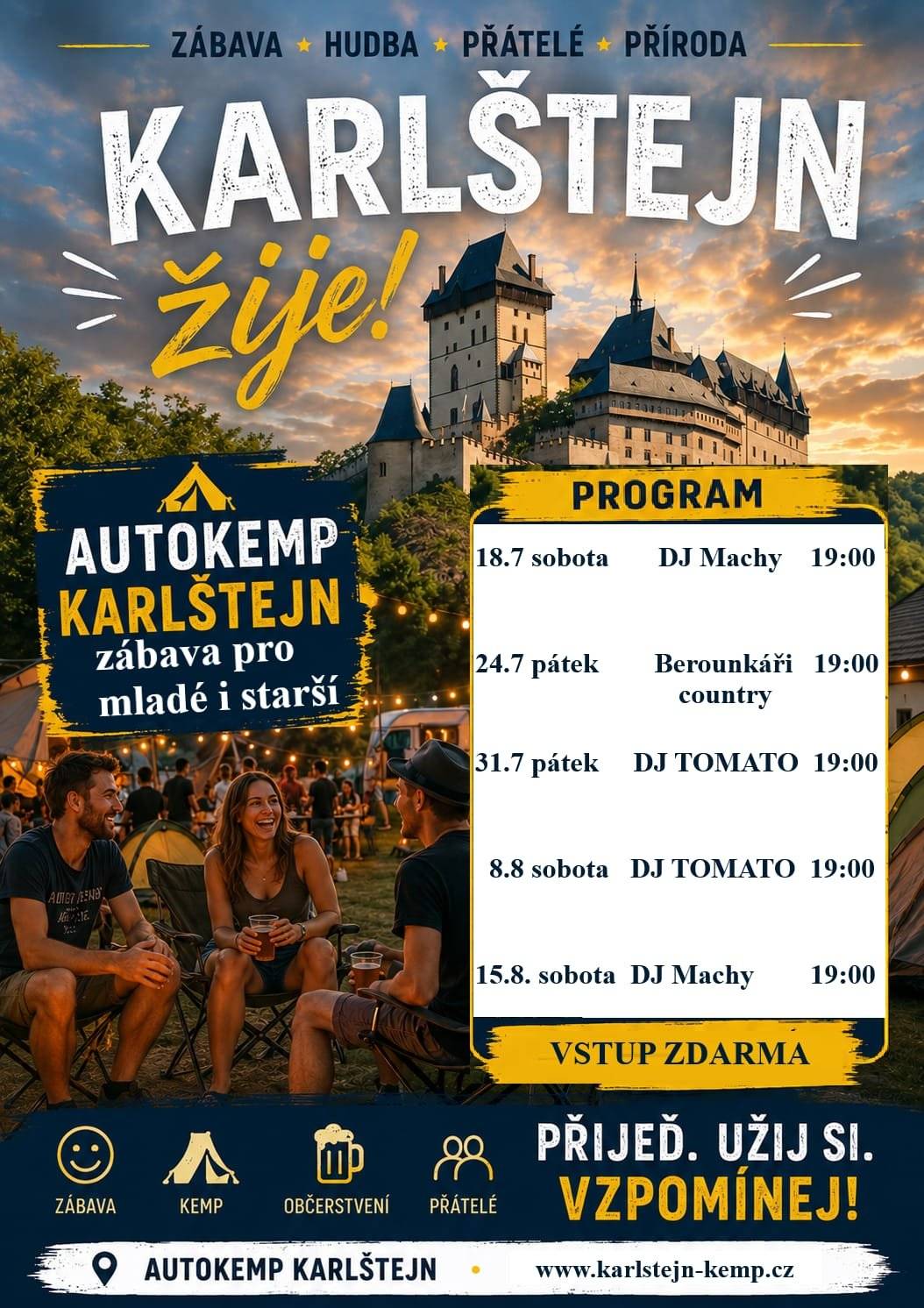Autokemp Karlštejn - program akcí