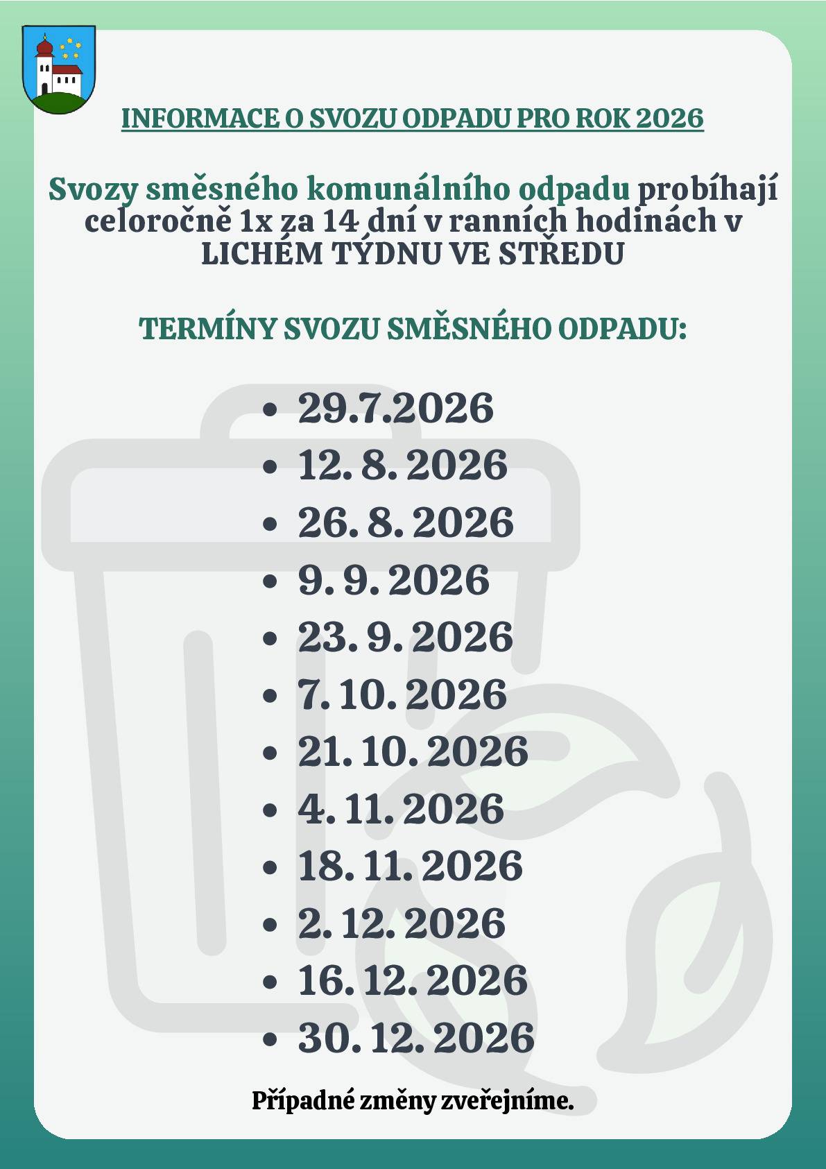 Změny jsou vyhrazeny.