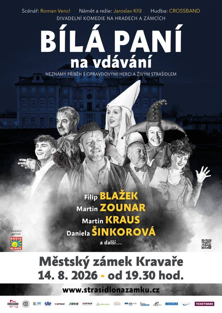 Divadelní komedie Bílá paní na vdávání na zámku v Kravařích 14. 8. 2026 od 19.30 hod.
