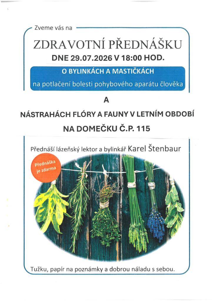 Zdravotní přednáška o léčivých bylinkách - 29.07.2026
