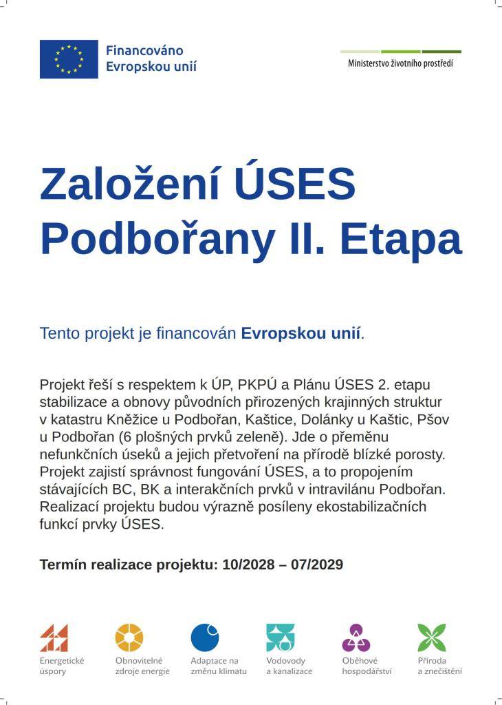 Projekt řeší s respektem k ÚP, PKPÚ a Plánu ÚSES 2. etapu stabilizace a obnovy původních přirozených krajinných struktur v katastru Kněžice u Podbořan, Kaštice, Dolánky u Kaštic, Pšov u Podbořan (6 plošných prvků zeleně).