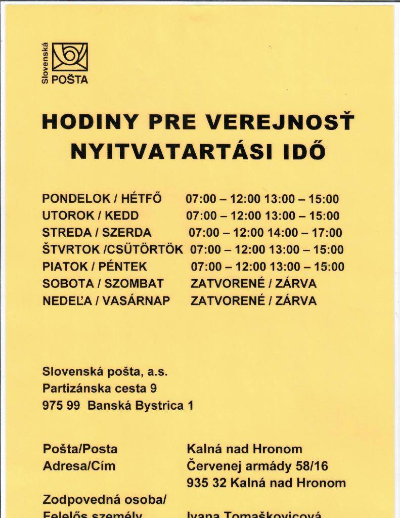 Zmene hodín pre verejnosť od 1.8.2026