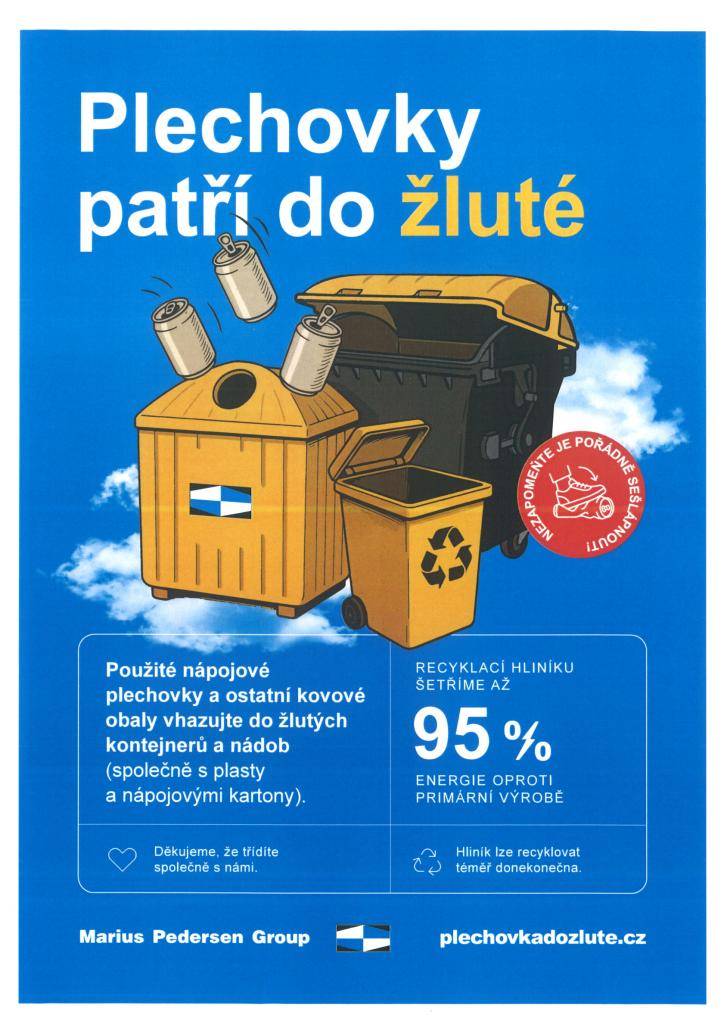 Kam s prázdnou plechovkou? Patří do žlutého kontejneru!