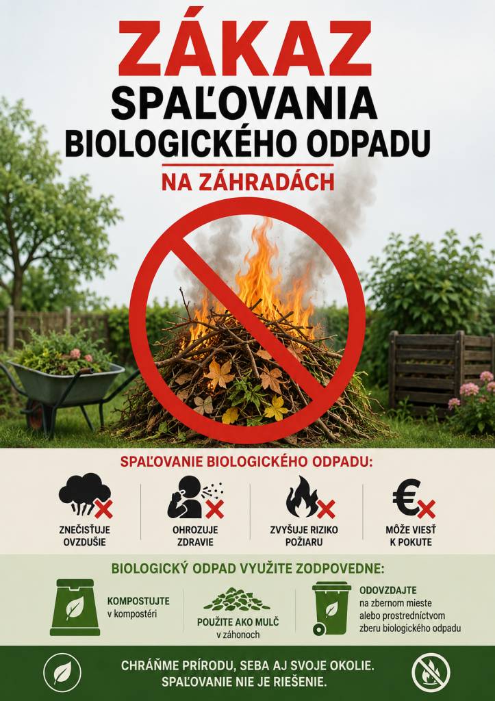 ZÁKAZ SPAĽOVANIA BIOLOGICKÉHO ODPADU NA ZÁHRADÁCH