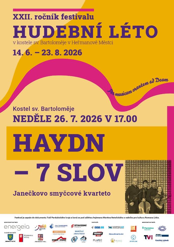 Festival „Hudební léto v kostele sv. Bartoloměje“ pokračuje poslední červencovou nedělí koncertem nadaných mladých brněnských hráčů spojených v Janečkově smyčcovém kvartetu. V neděli 26. července od 17 hodin v kostele sv. Bartoloměje uvedou cyklus „Sedm slov z kříže" Josepha Haydna.
