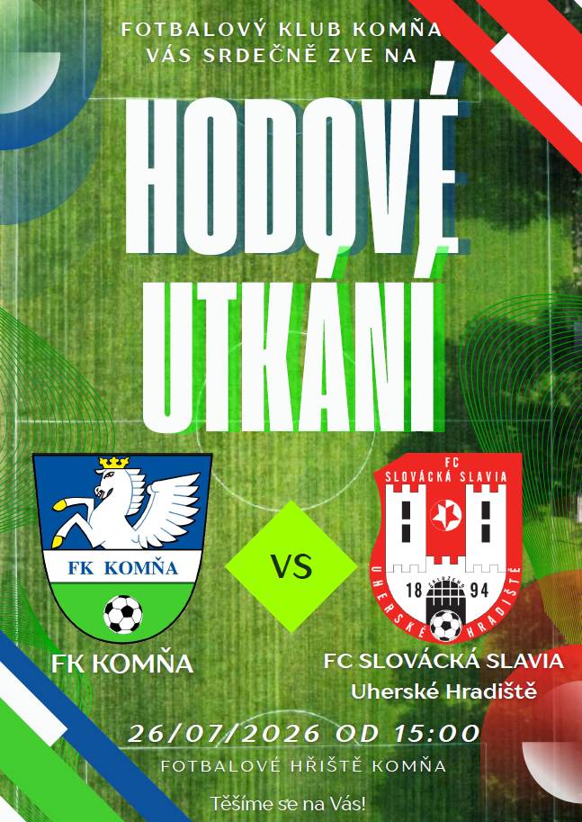 v neděli 26.7. 2026 od 15:00 hodin na fotbalovém hřišti