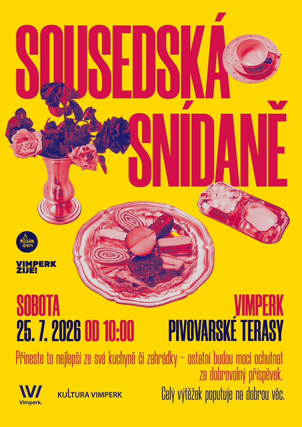 Po úspěšné první sousedské snídani budeme si opět jednu dopřejeme – v sobotu 25. července 💛 Přijďte společně s námi zasednout k jednomu stolu a popovídat si, seznámit se a ještě si dát něco na zub 🥳  🍅🥖 Co bude na stole? To záleží na nás všech! Každý může přinést něco dobrého ze své kuchyně či zahrádky, aby se podělil s ostatními. Vše pak bude k dispozici za dobrovolný příspěvek, který celý poputuje na dobrou věc. 💚  📅 Takže – zapište si datum, vezměte něco na ochutnání a přijďte si užít příjemné dopoledne ve společnosti sousedů!  Mission Vimperk & Vimperk žije & Kultura Vimperk