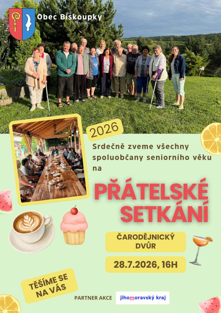 Srdečně Vás zveme na tradiční letní setkání seniorů na Čarodějnickém dvoře.