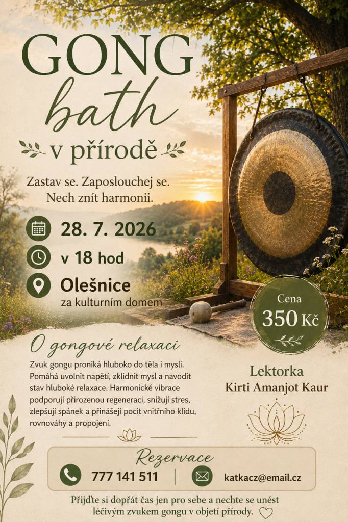 Lektorka Kirti Amanjot Kaur Vás zve na Gong bath v přírodě.