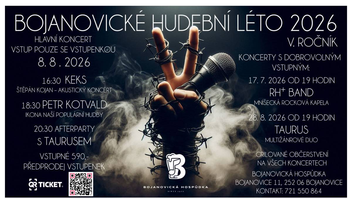 V Bojanovické hospůdce se koná V. ročník Bojanovického hudebního léta.