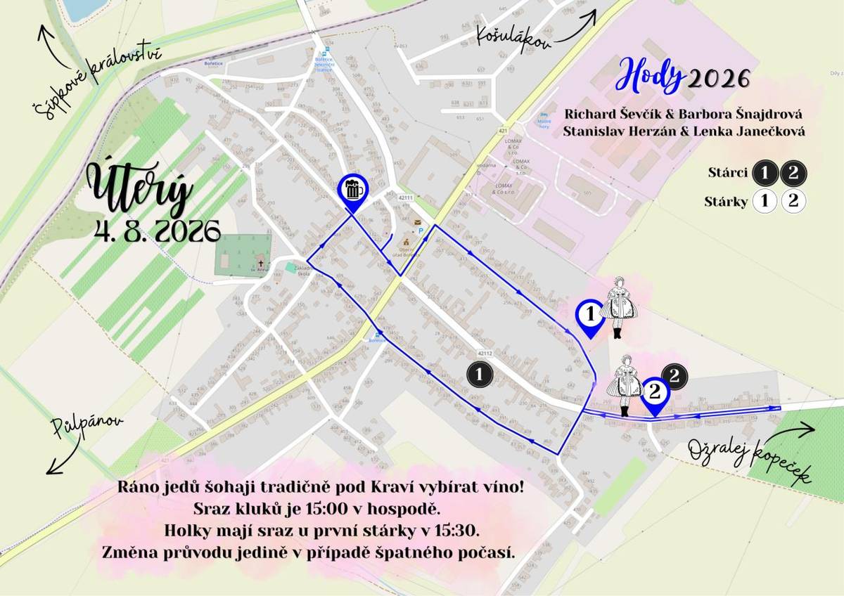 Kdy půjde kolem vašeho průvod v hody?