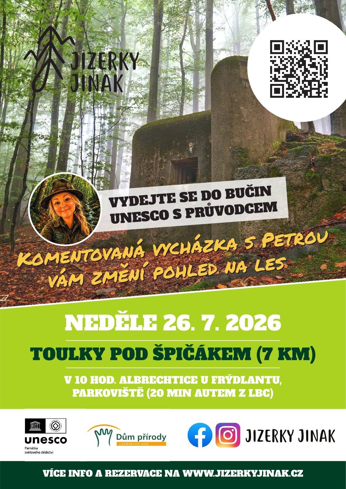 Komentovaná vycházka s Petrou vám změní pohled na les Neděle 26. 7. 2026 Toulky pod Špičákem v 10 hod. Albrechtice u Frýdlantu, parkoviště