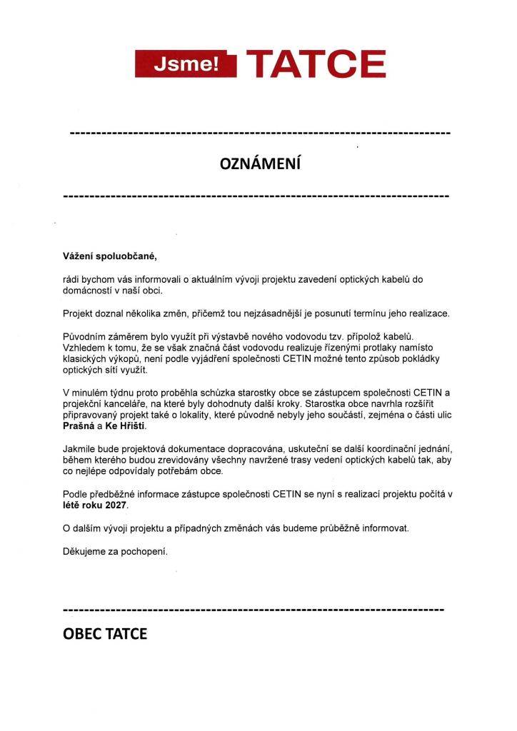 oznámení