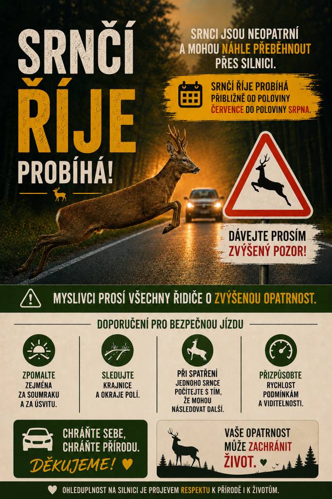 Prosíme všechny řidiče o zvýšenou opatrnost na silnici mezi Horoušany a Nehvizdy