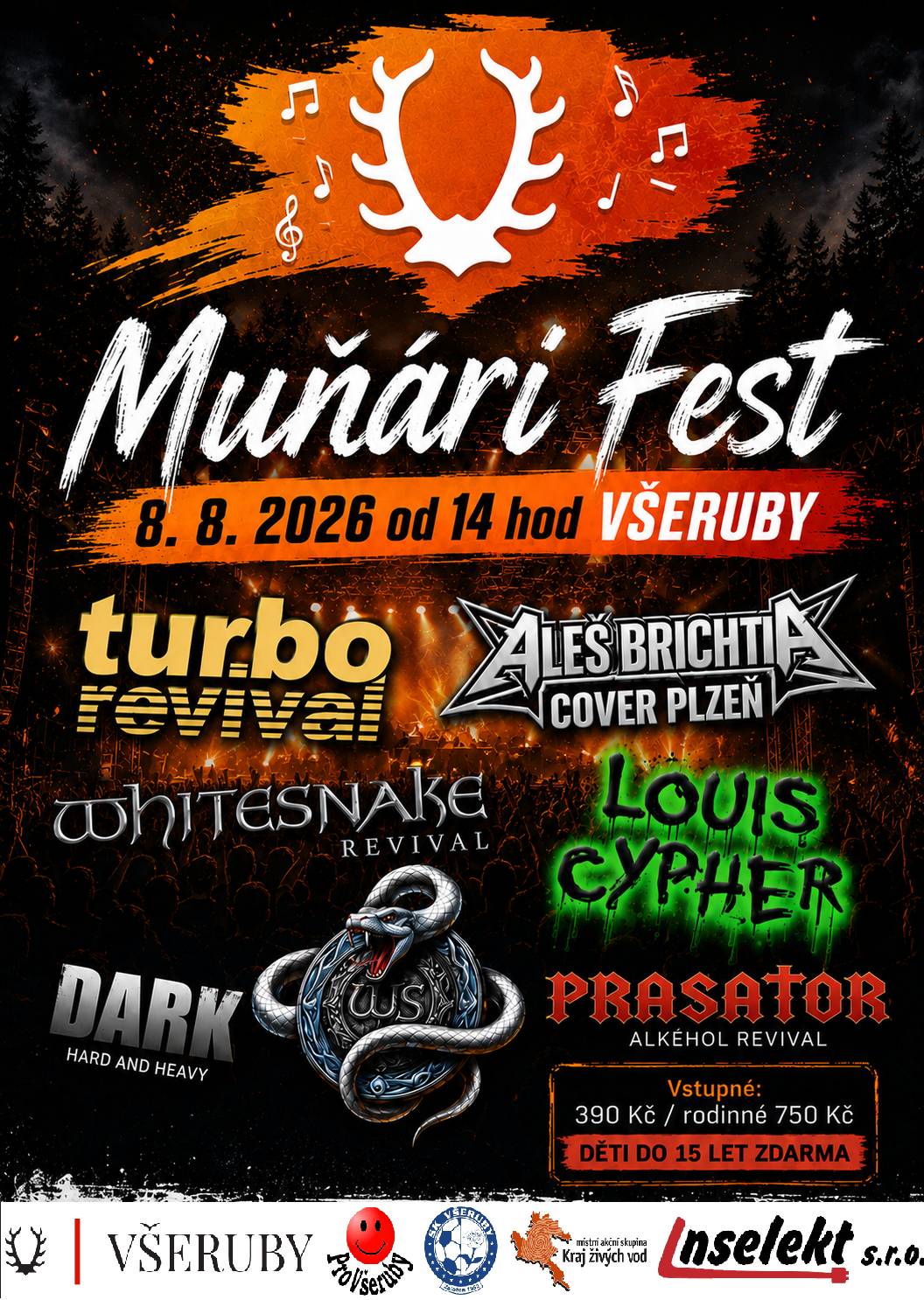 Léto, pivo, bigbít! Zveme vás na tradiční Muňári fest! 🎸🍻☀️ Už máte plány na sobotu 8. 8.? Teď už ano! Od 14:00 to totiž rozjedeme na fotbalovém hřišti ve Všerubech na dalším ročníku legendárního Muňári festu. Pro letošek jsme vytáhli z rukávu pořádný poctivý bigbít. Žádná kroutítka ani elektronika, ale pořádné kytarové nářezy, které zaručeně roztancují i ty, co tvrdí, že mají obě nohy levé! Takže odložte sekačky, vypněte televize a přijďte si užít správnou festivalovou pohodu do Zlaté vesnice Plzeňského kraje. Sousedská nálada, chladivé osvěžení a skvělá muzika zaručeny! Těšíme se na vás – bude to jízda! 🥳🥳