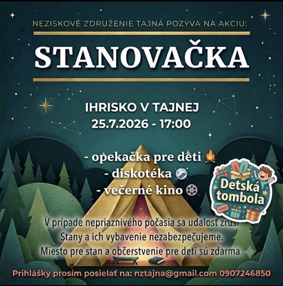 pozýva dňa 25.7.2026 na stanovačku