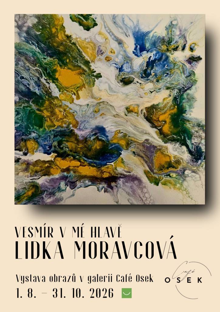 Po loňské úspěšné výstavě představí výtvarnice Lidka Moravcová v galerii Café Osek úplně nová díla, opět ze svého světa vlastní barevné abstrakce.   Vstup zdarma.