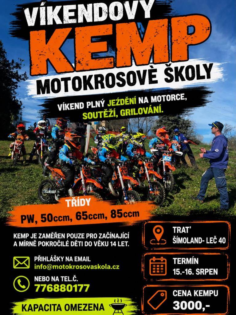 Víkend plný ježdění na motorce, soutěží a grilování 15-16. srpna, Leč 40.