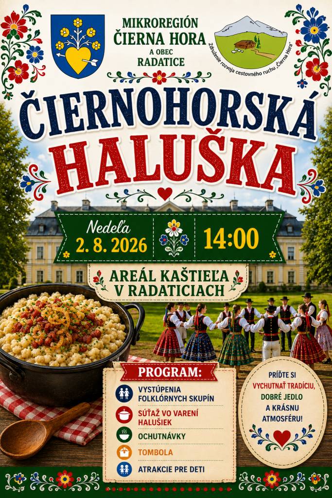 Pozývame Vás ochutnávať bryndzáky, ktoré pre Vás navaria tímy z obcí mikroregiónu Čierna Hora.