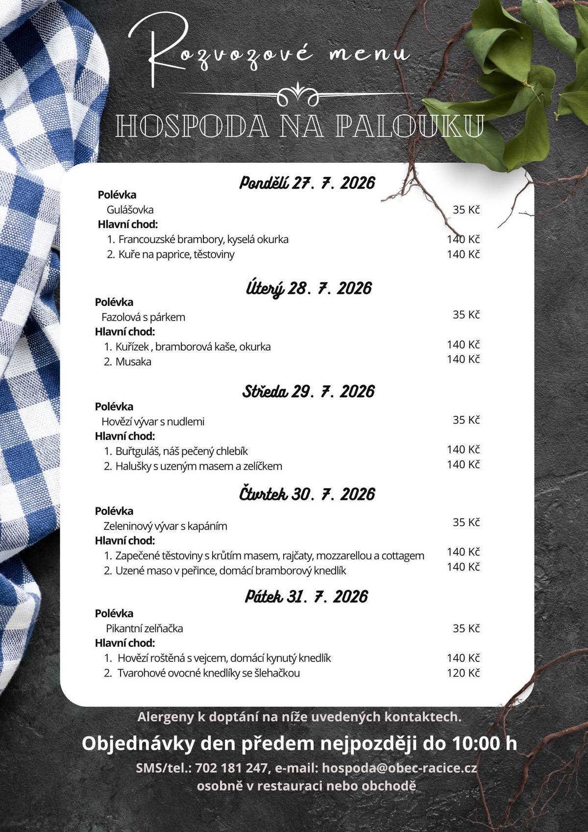 Rozvozové menu
