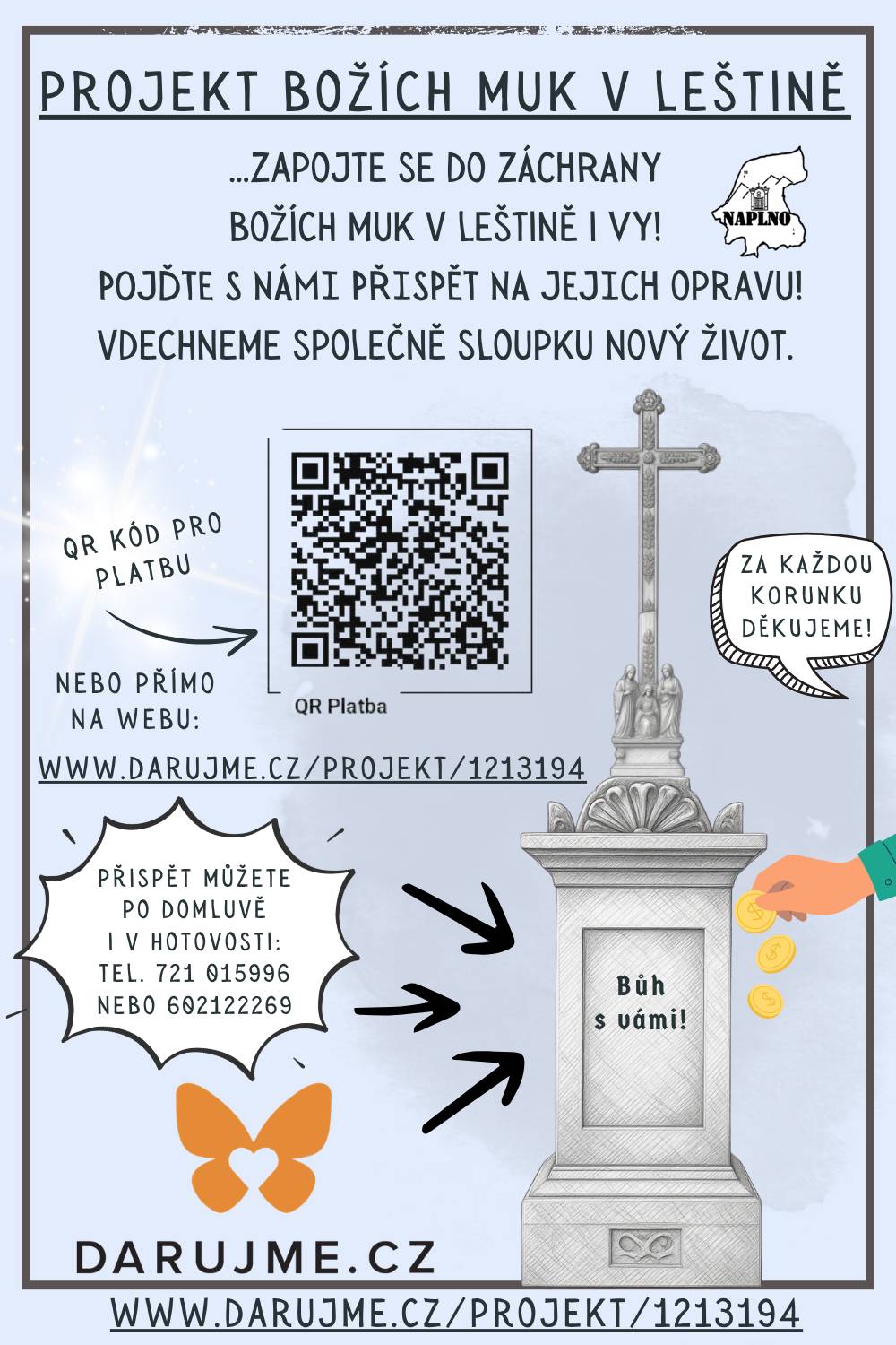 Oprava božích muk v Leštině není jen o kameni a maltě. Je to příběh lidí, kterým záleží na místě, kde žijí. Pokud vám není osud této drobné sakrální památky lhostejný, budeme rádi za jakoukoli podporu. Každá koruna má svůj význam a pomáhá zachovat kus historie Leštiny i pro další generace❤️