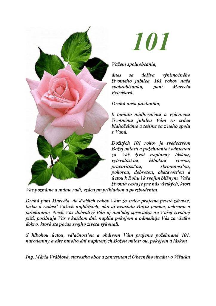Blahoželáme pani Marcele Petrášovej.